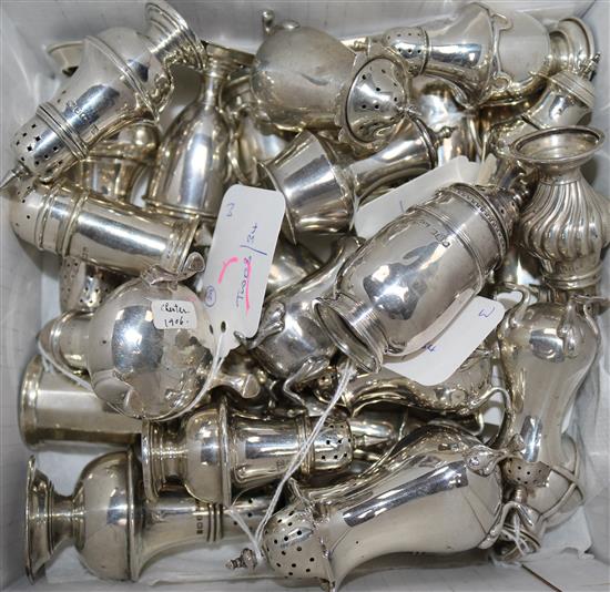 29 silver peppers, various shapes, dates and makers